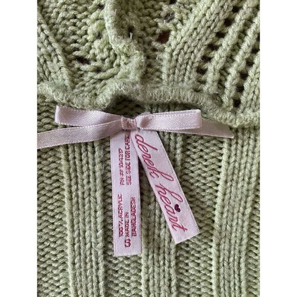 Derek Heart hooded V-neck Sage Green Slim Fit Women’s Sweater Size S - Picture 2 of 7